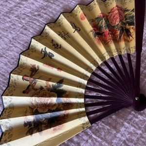 Asian Hand fan with Wood detail